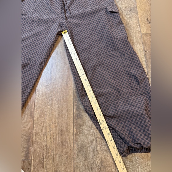 Albion Fit Jetsetter Cargo Joggers Brown Wicker Check Print Sz L - Picture 7 of 9